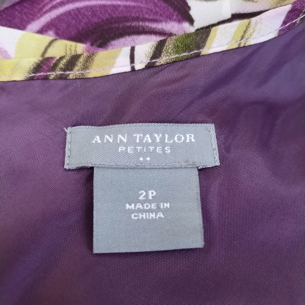 Ann Taylor Floral Purple and Green Dress - Picture 6 of 7